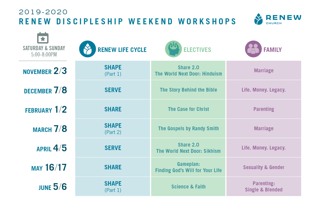 Weekend Workshop Calendar